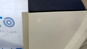 Door trim card front right Ford Fusion mk5 13-16 beige with beige insert leather, armrest leather, molding under wood gloss, pokes, dents, whitened plastic, scratches
