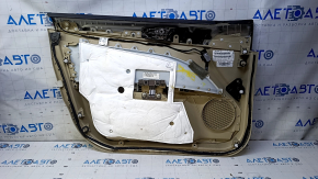 Door trim card front right Ford Fusion mk5 13-16 beige with beige insert leather, armrest leather, molding under wood gloss, pokes, dents, whitened plastic, scratches