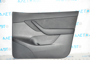 Door trim card front right Tesla Model Y 20 - black leather, with backlight, matte lining, with suede insert with window lift control with door opening button, scratches