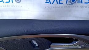 Door trim card front right Ford Fusion mk5 17-20 black with gray insert cloth, armrest leather, molding gray structure, dent, scratches, pokes, broken fastening