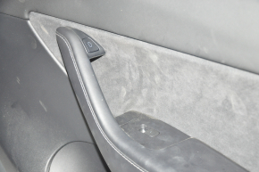 Door trim card front right Tesla Model Y 20 - black leather, with backlight, matte lining, with suede insert with window lift control with door opening button, scratches