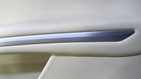 Door trim card front right Lincoln MKZ 13-16 beige leather, armrest leather, insert wood gloss, bumps, scratches, without overlay, cracks, broken fastening