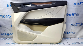 Door trim card front right Lincoln MKC 15- beige leather, armrest black leather, insert in wood color, bumps, dents, scuffs