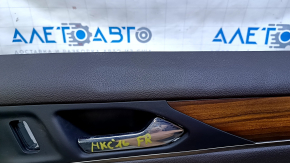 Door trim card front right Lincoln MKC 15- beige leather, armrest black leather, insert in wood color, bumps, dents, scuffs