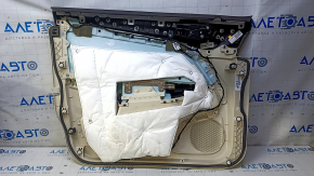 Door trim card front right Lincoln MKC 15- beige leather, armrest black leather, insert in wood color, bumps, dents, scuffs