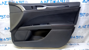 Door trim card front right Ford Fusion mk5 13-16 black with black insert cloth, armrest leather, molding gray gloss, red stitching, scratches, abrasions, pokes