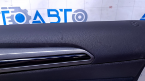 Door trim card front right Ford Fusion mk5 13-16 black with black insert cloth, armrest leather, molding gray gloss, red stitching, scratches, abrasions, pokes