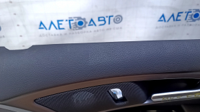 Door trim card front right Ford Fusion mk5 13-16 black with black insert cloth, armrest leather, molding gray gloss, red stitching, scratches, abrasions, pokes