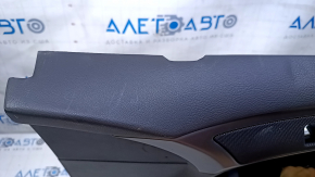 Door trim card front right Ford Fusion mk5 13-16 black with black insert cloth, armrest leather, molding gray gloss, red stitching, scratches, abrasions, pokes