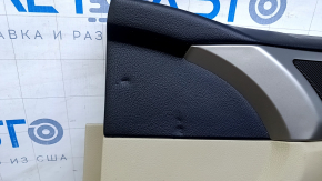 Door trim card front right Ford Fusion mk5 13-16 beige with beige insert leather, armrest leather, molding under wood gloss, pokes, dent, scratches, whitened plastic