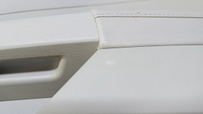 Door trim card front right Ford Fusion mk5 13-16 beige with beige insert leather, armrest leather, molding under wood gloss, pokes, dent, scratches, whitened plastic