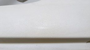 Door trim card front right Ford Fusion mk5 13-16 beige with beige insert leather, armrest leather, molding under wood gloss, pokes, dent, scratches, whitened plastic
