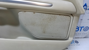 Door trim card front left Lincoln MKZ 13-16 beige, with beige insert, armrest beige leather, wood insert, bumps, scratches, burrs, for dry cleaning