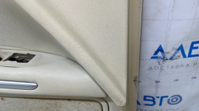 Door trim card front left Lincoln MKZ 13-16 beige, with beige insert, armrest beige leather, wood insert, bumps, scratches, burrs, for dry cleaning