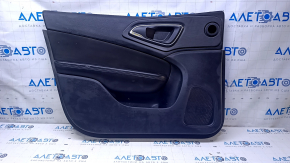 Door trim card front left Chrysler 200 15-17 black with black insert leather, armrest black leather, molding under the tree black structure, dent, pokes, scuffs, scratches