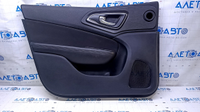 Door trim card front left Chrysler 200 15-17 black with black insert leather, armrest black leather, molding under the tree black structure, dents, pokes, abrasions, scratches