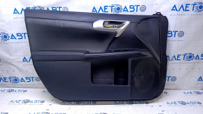 Door trim card front left Lexus CT200h 11-17 black leather, with black insert, armrest black leather, gray molding, scuffs, scratches, bump