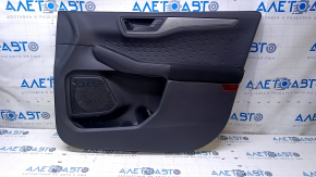 Door trim card front right Ford Escape MK4 20-22 black, with black insert, black handle, fabric armrest, gray molding, dents, bumps, scratches, abrasions, broken fastener