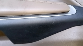Door trim card front left Lincoln MKC 15- brown leather with wood insert, brown leather armrest, scratches, bumps, nicks, for dry cleaning