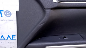 Door trim card front right Lincoln MKZ 13-16 black leather, armrest black leather, insert wood gloss, scratches, dents, bumps