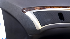 Door trim card front right Lincoln MKZ 13-16 black leather, armrest black leather, insert wood gloss, scratches, dents, bumps
