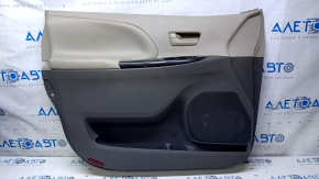 Door trim card front left Toyota Sienna 11-12 black, with beige insert, armrest beige leather, scratches, abrasions, for cleaning