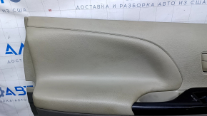Door trim card front left Toyota Sienna 11-12 black, with beige insert, armrest beige leather, scratches, abrasions, for cleaning