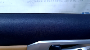 Door trim card front left Lexus CT200h 11-17 black with brown insert, armrest black leather, gray molding, without overlay, scratches, bump, scuff