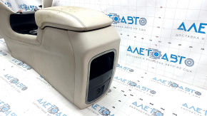 Central console armrest and cup holders Lincoln MKC 15 - beige, driftwood, for dry cleaning, scratches on chrome, leather tear