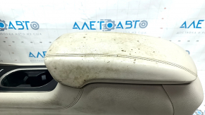 Central console armrest and cup holders Lincoln MKC 15 - beige, driftwood, for dry cleaning, scratches on chrome, leather tear