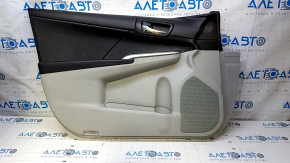 Door trim card front left Toyota Camry v50 12-14 usa gray with black insert plastic, armrest black rubber, scratches, dents, abrasions