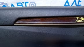 Door trim card front left Lexus ES300h ES350 13-18 leather black with black insert leather, armrest black leather, molding under wood gloss, under seat memory, leather defect, abrasions