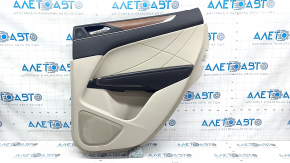 Door trim card rear right Lincoln MKC 15- beige with beige insert leather, armrest dark brown leather, insert wood structure, chrome