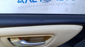 Door trim card front left Toyota Camry v55 15-17 usa beige with beige insert leather, armrest beige rubber, plastic turned white, bumps, dent, scratches