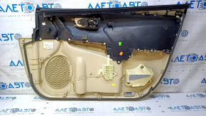 Door trim card front left Toyota Camry v55 15-17 usa beige with beige insert leather, armrest beige rubber, plastic turned white, bumps, dent, scratches