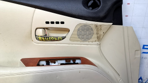 Door trim card front left Lexus RX350 RX450h 10-15 beige with beige insert leather, armrest beige leather, for seat memory, for cleaning, pokes, scratches, broken fasteners
