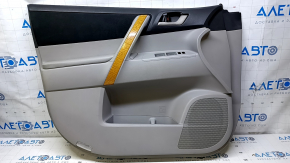 Door trim card front left Toyota Highlander 08-13 gray, armrest gray leather, insert for light wood, scratches