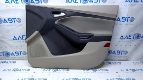 Door trim card front right Ford Focus mk3 11-18 beige, with black insert, armrest beige cloth, scuffs, scratches, needs cleaning