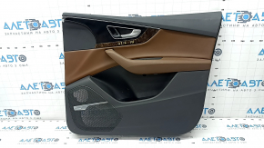 Door trim card front right Audi Q7 16-19 leather brown, wood insert, BOSE, scratches, dent