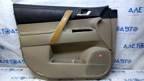 Door trim card front left Toyota Highlander 08-13 beige, with beige insert, handle trim under the tree, armrest beige leather, JBL, scratches, abrasions, for dry cleaning