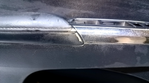 Door trim card front left Toyota Avalon 13-18 black with black insert, armrest black leather, without backlight, leather defect, abrasions, scratches