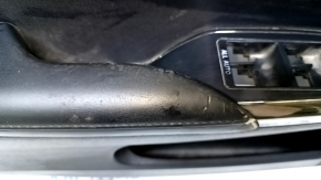 Door trim card front left Toyota Avalon 13-18 black with black insert, armrest black leather, without backlight, leather defect, abrasions, scratches