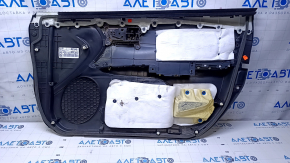 Door trim card front left Toyota Avalon 13-18 black with black insert, armrest black leather, without backlight, leather defect, abrasions, scratches
