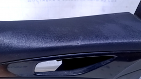 Door trim card front left Mazda 3 14-18 BM black with black insert cloth, armrest leather, broken fastening, pokes, scratches, abrasions