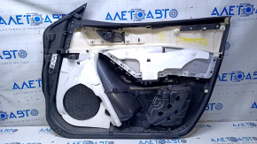 Door trim card front left Mazda 3 14-18 BM black with black insert cloth, armrest leather, broken fastening, pokes, scratches, abrasions