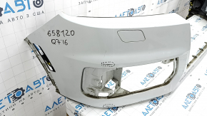 Bare front bumper Audi Q7 16-19 for 4 parking sensors, white, without washer, scratches, broken mount