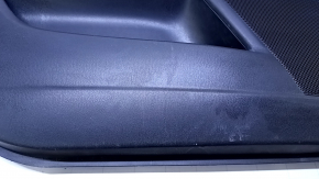 Door trim card front left Mazda CX-9 16- black with black insert leather, armrest black leather, gray molding, dent, cuts, scratches, abrasions
