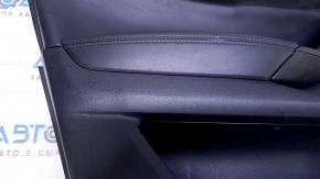 Door trim card front left Mazda CX-9 16- black with black insert leather, armrest black leather, gray molding, dent, cuts, scratches, abrasions