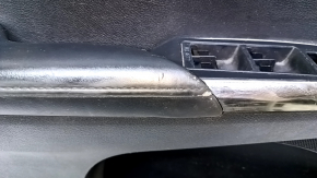 Door trim card front left Toyota Avalon 13-18 black with black insert, armrest black leather, without backlight, leather defect, bump, abrasions, scratches