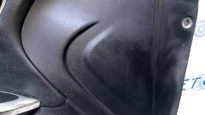 Door trim card front left Toyota Avalon 13-18 black with black insert, armrest black leather, without backlight, leather defect, bump, abrasions, scratches